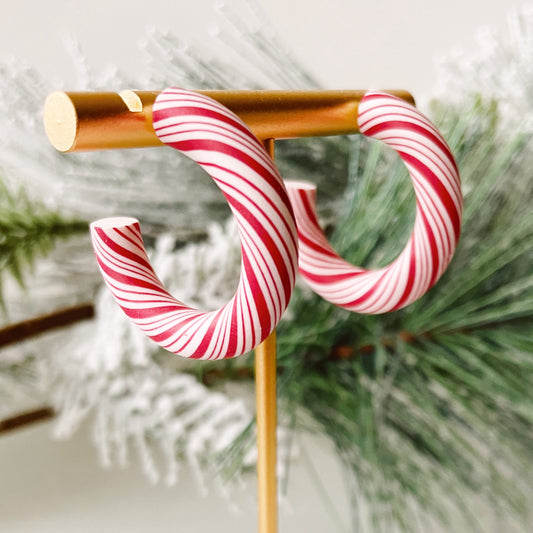 Candy Cane Hoops - Classic Red