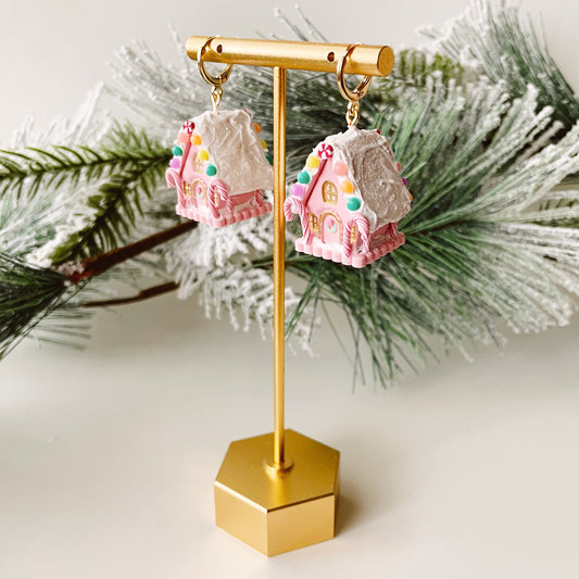 Gingerbread House Dangles - Pink