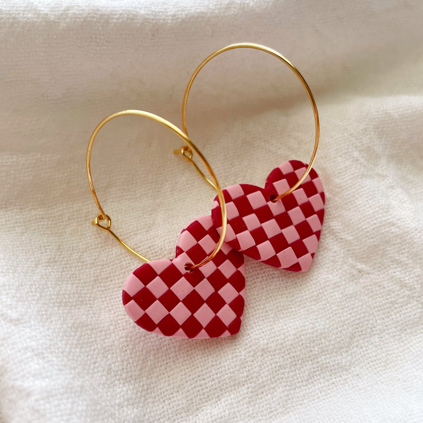 Checkerboard Heart Hoops