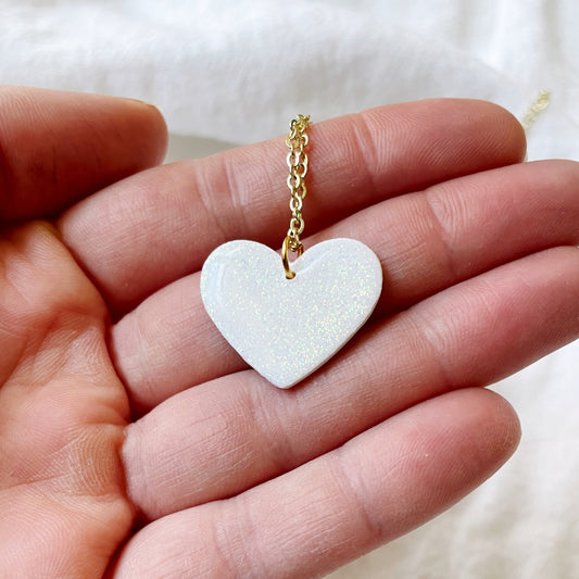 Glitter Heart Pendant Necklace